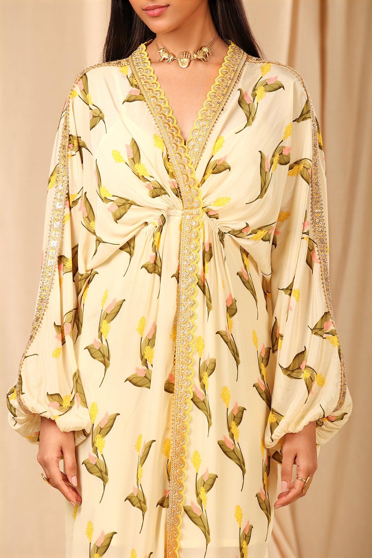 Ivory Floral Fantasy Kaftan