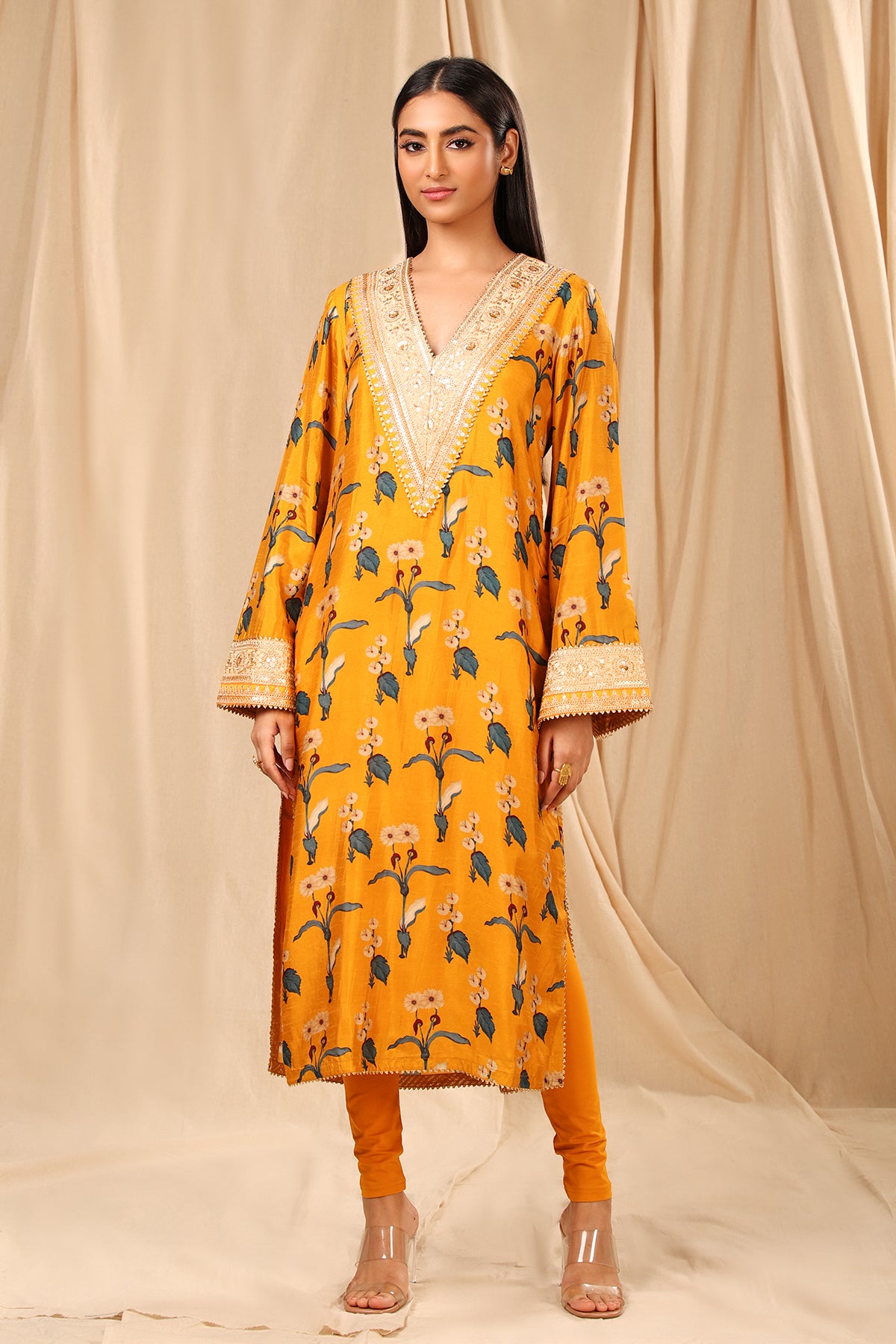 Mustard Spring Blossom Kurta