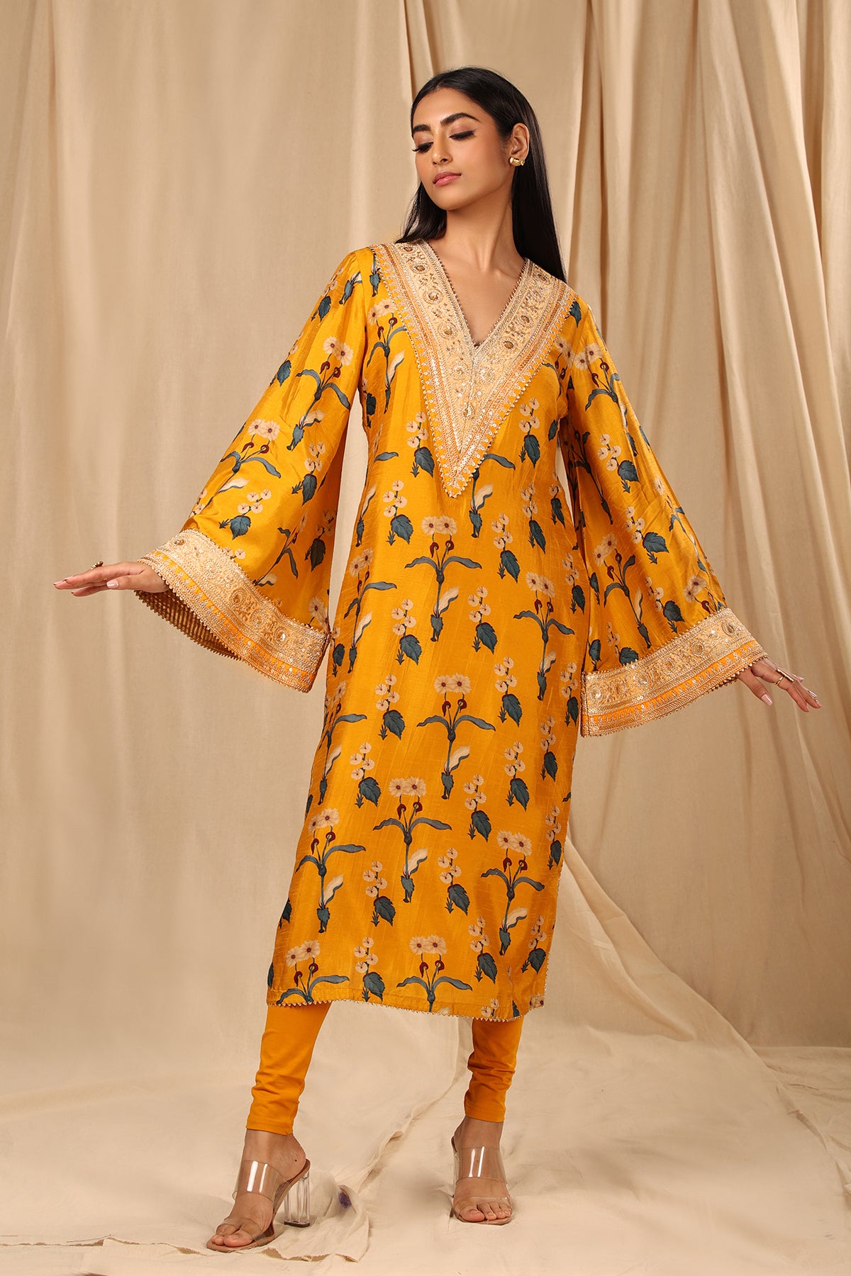 Mustard Spring Blossom Kurta