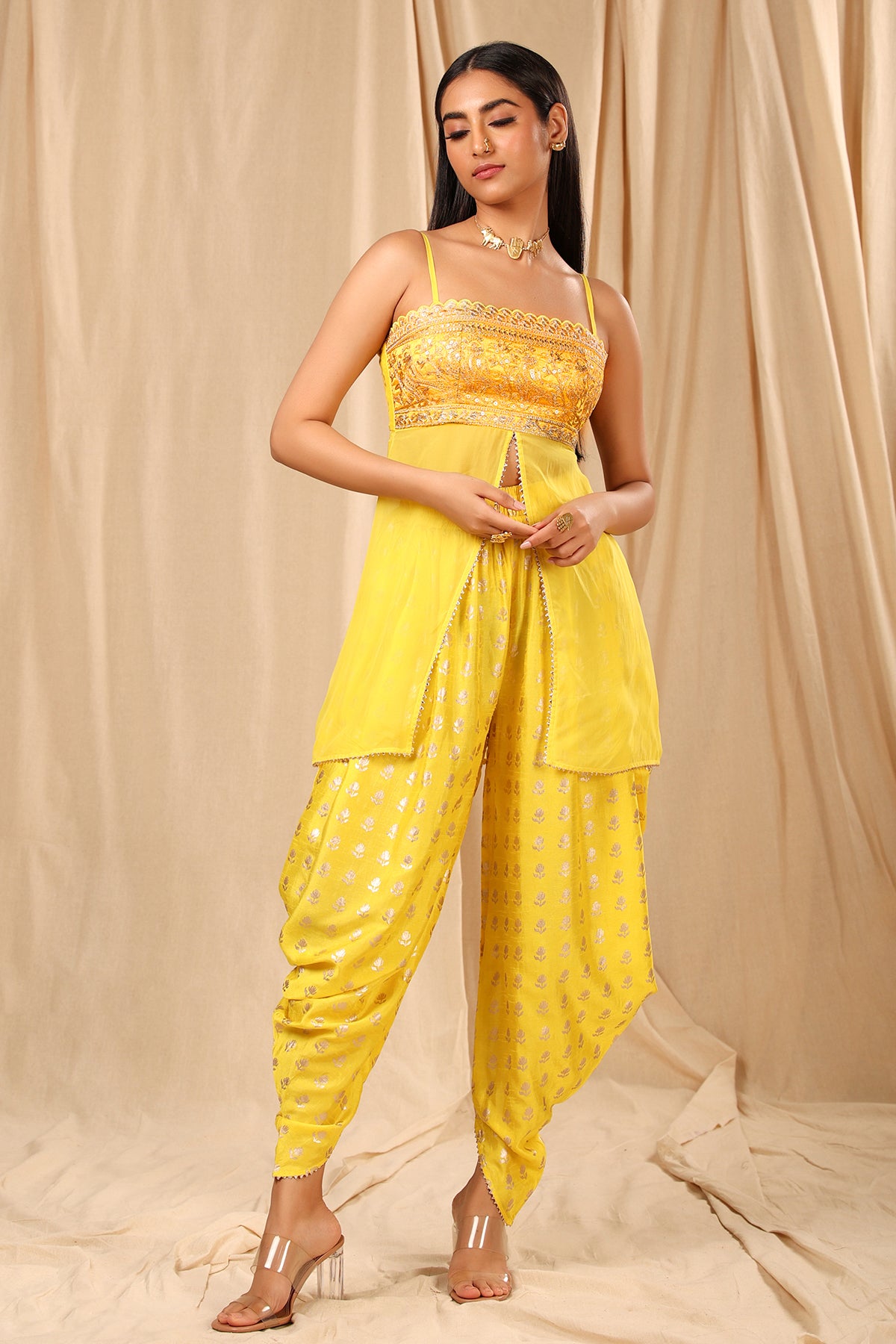 Peplum With Cowl Dhoti