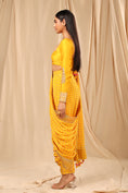 Load image into Gallery viewer, Mango Yellow Wallflower Dhoti Saree
