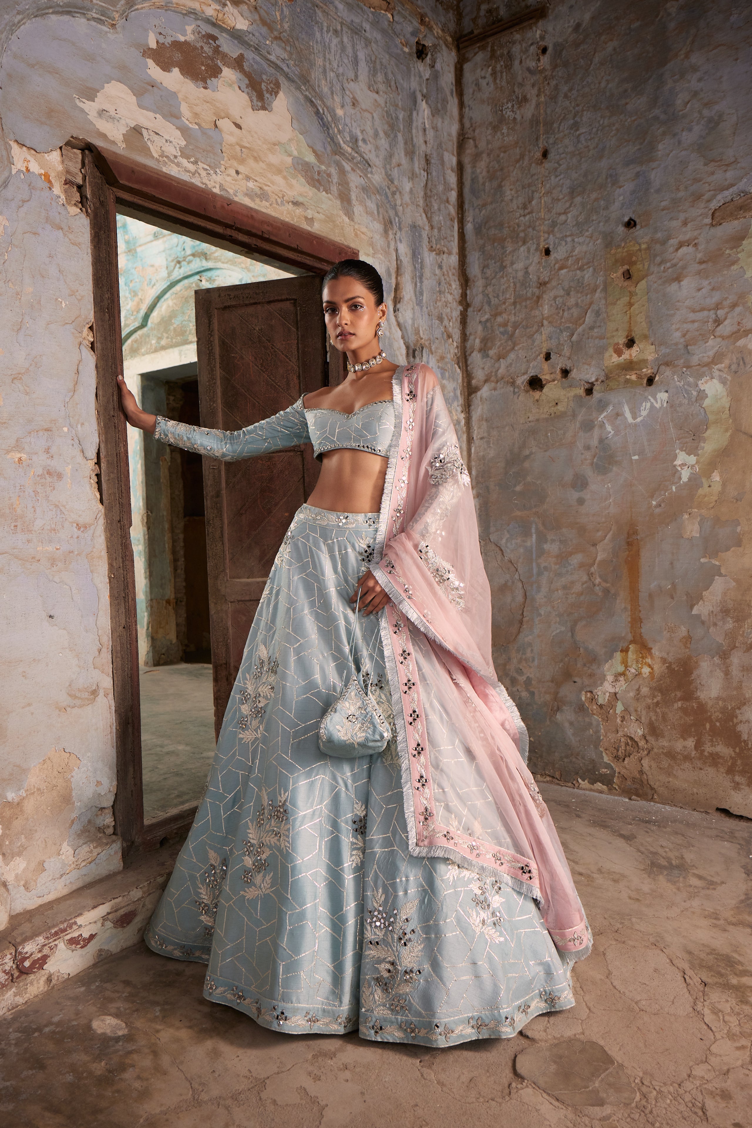 Aqua heer lehenga