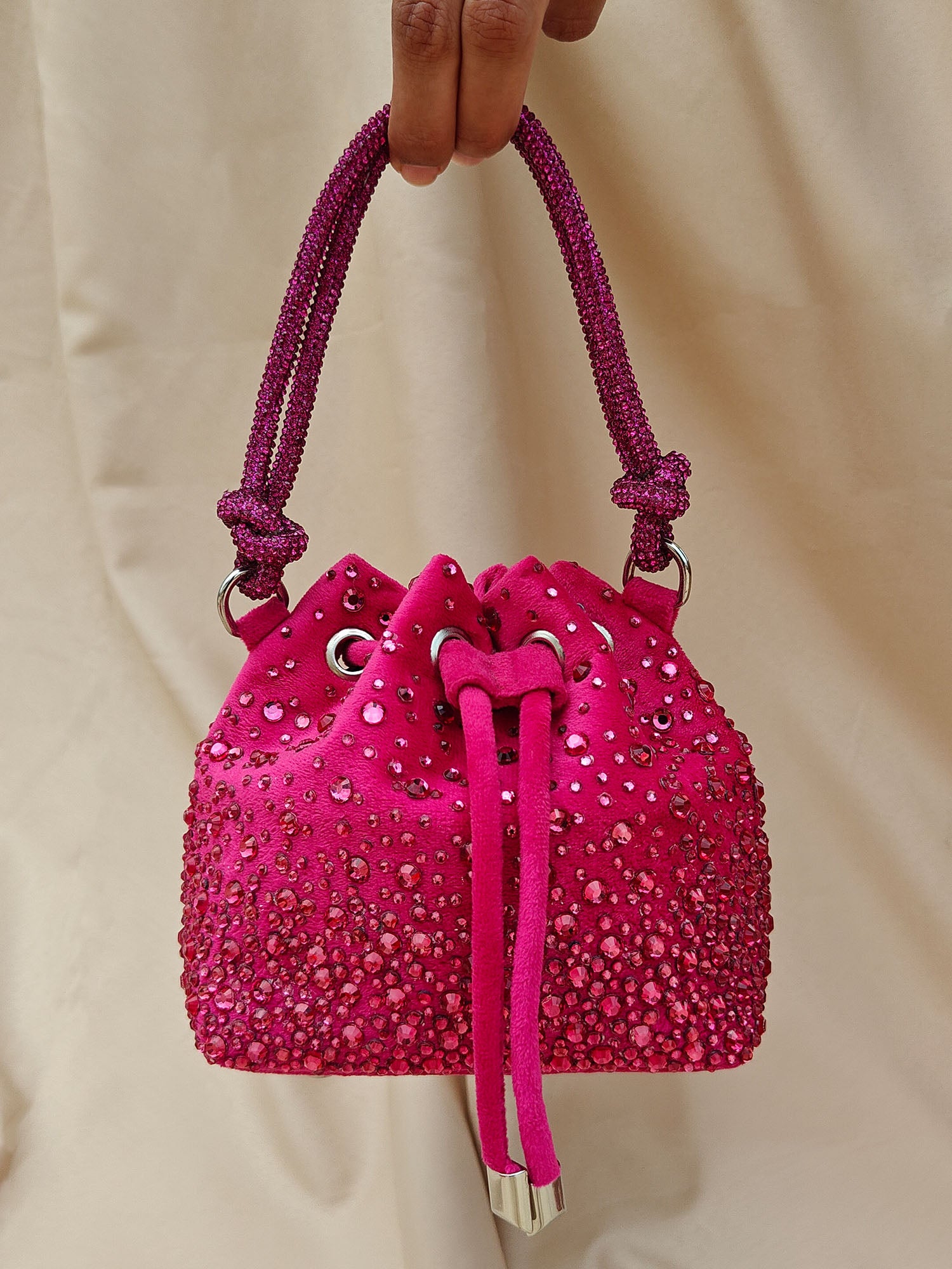 The Micro Bucket Bag in Hot Pink