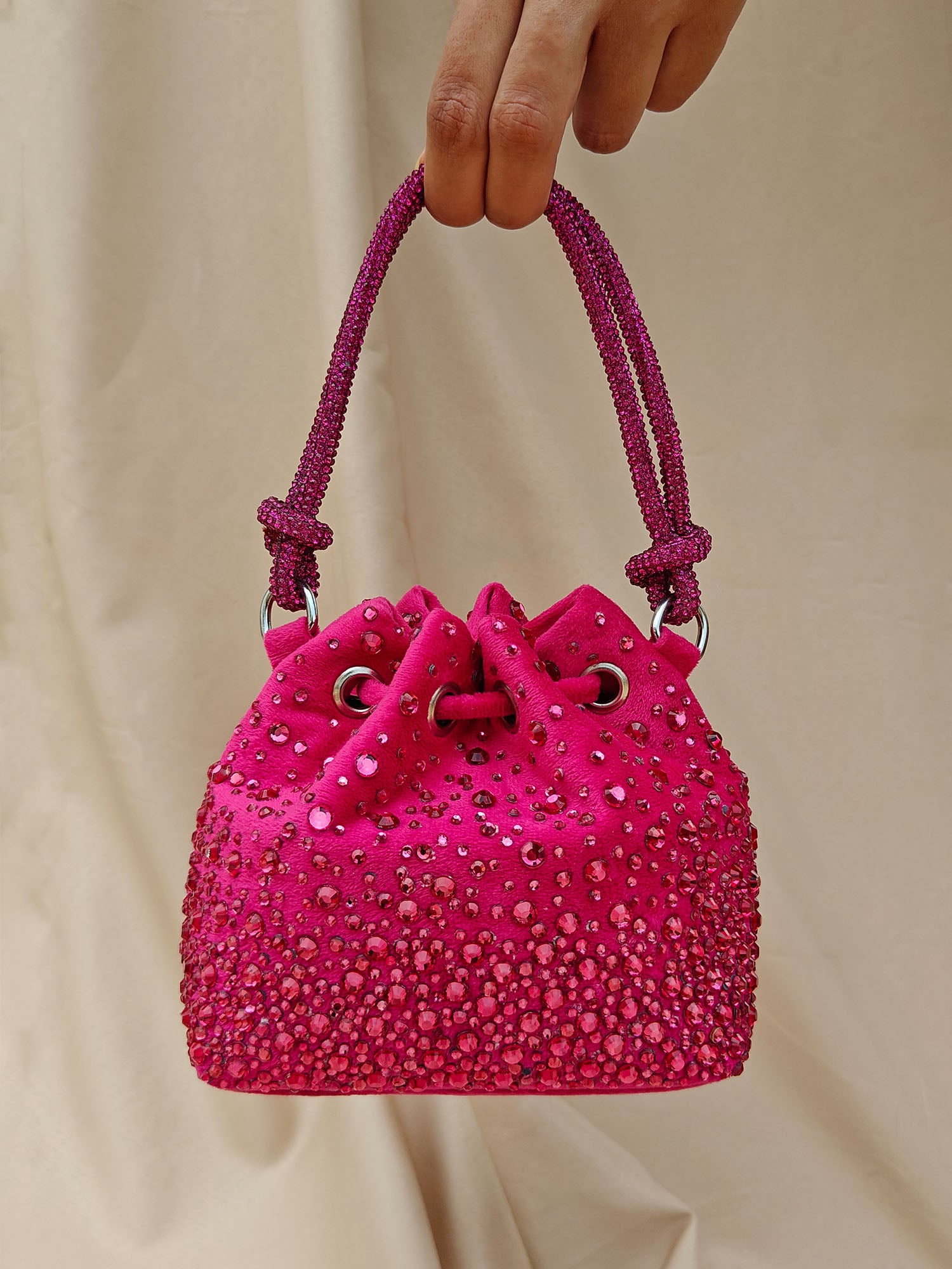 The Micro Bucket Bag in Hot Pink