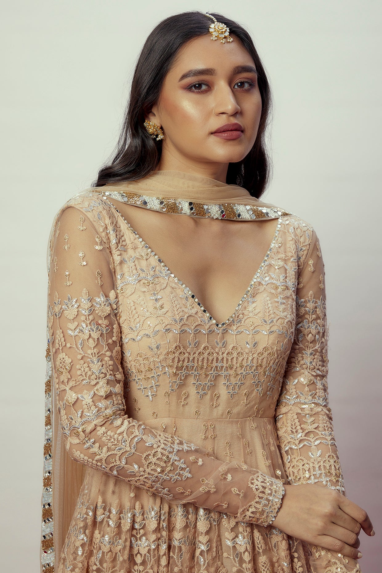 Rose Gold Anarkali Set