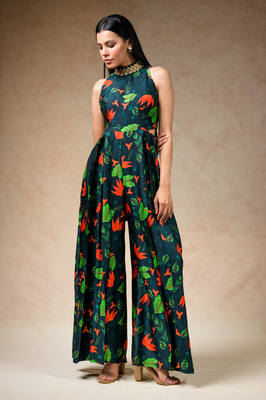 Hand Embroidered Flared Jumpsuit