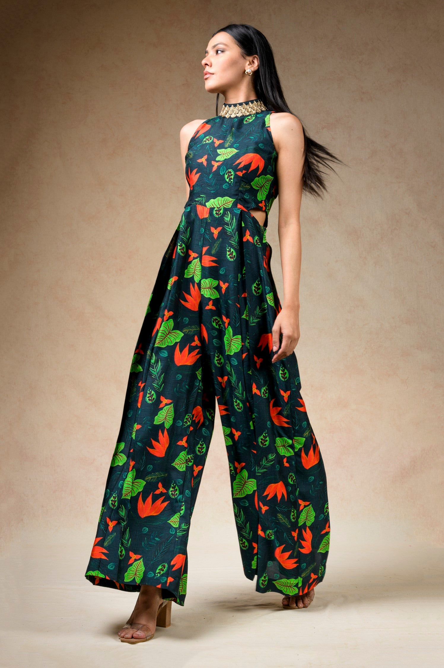 Hand Embroidered Flared Jumpsuit