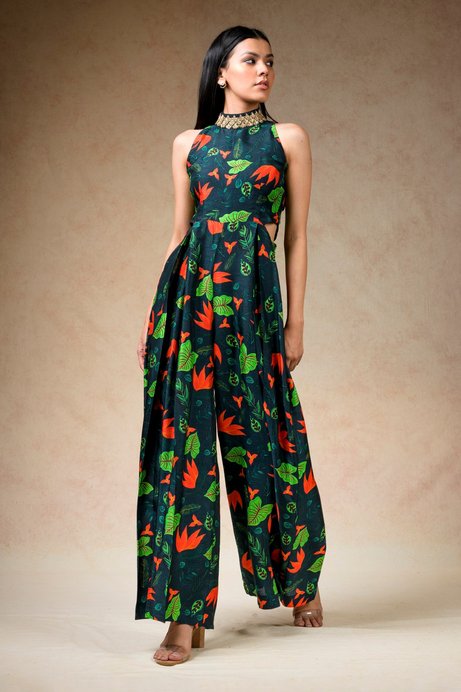 Hand Embroidered Flared Jumpsuit