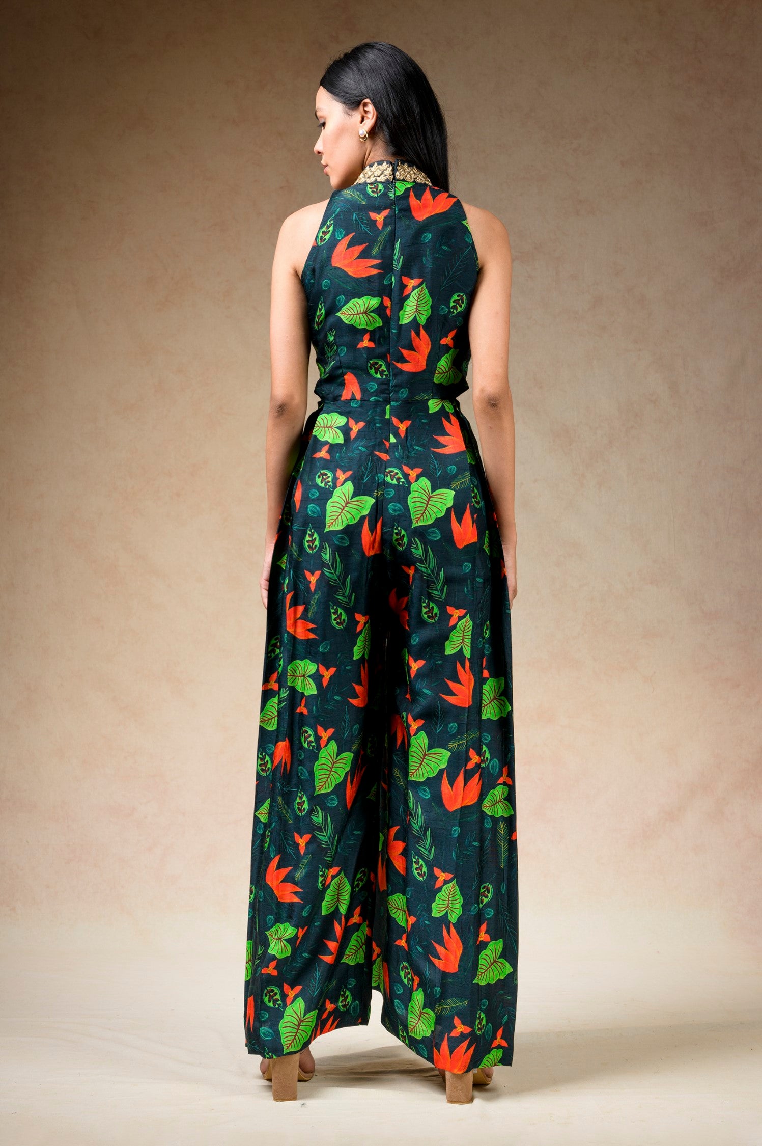 Hand Embroidered Flared Jumpsuit