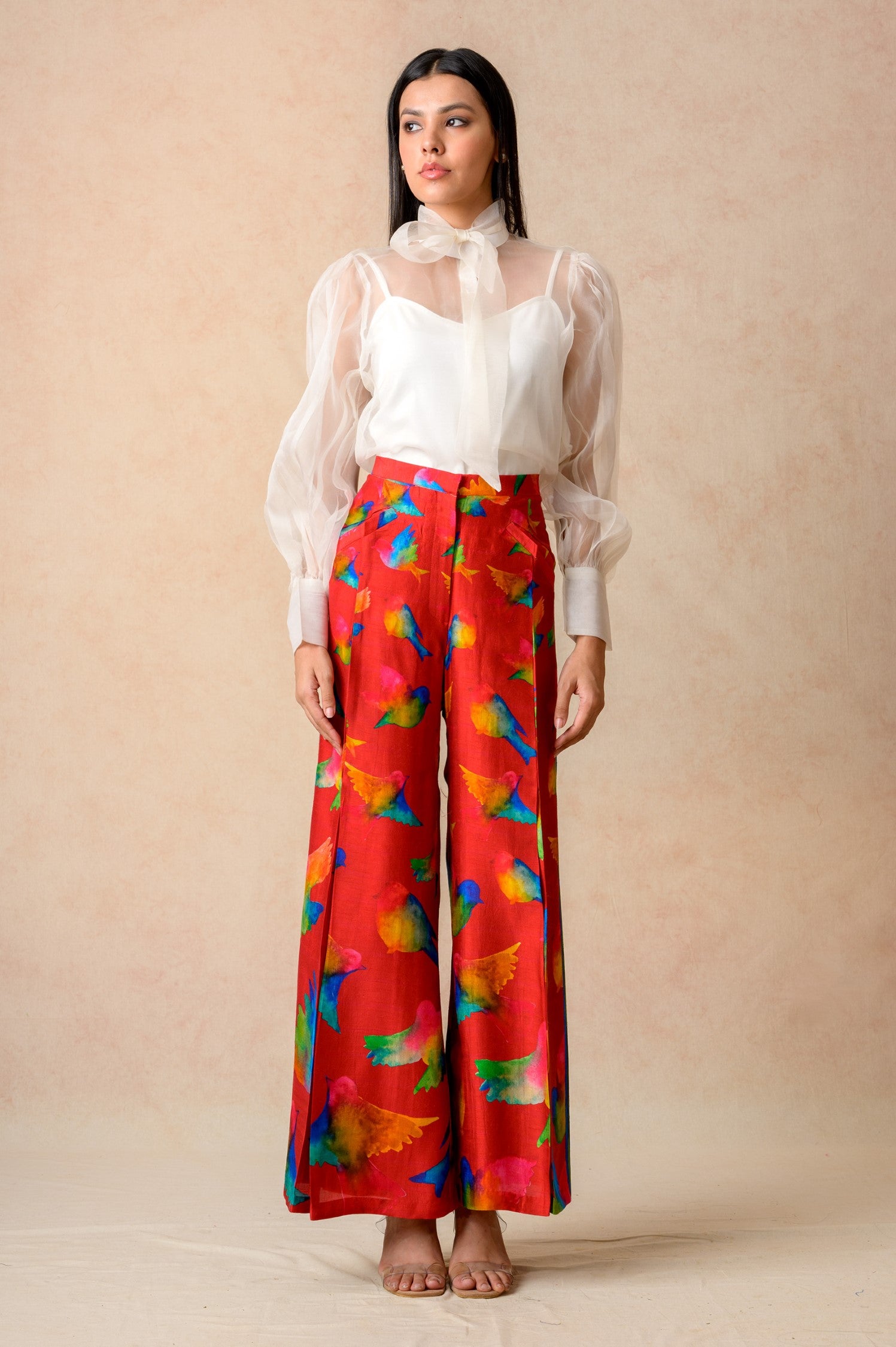 Organza Top With Flared Pants