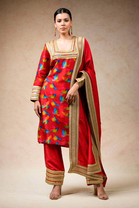 Suit With Palazzo, Dupatta