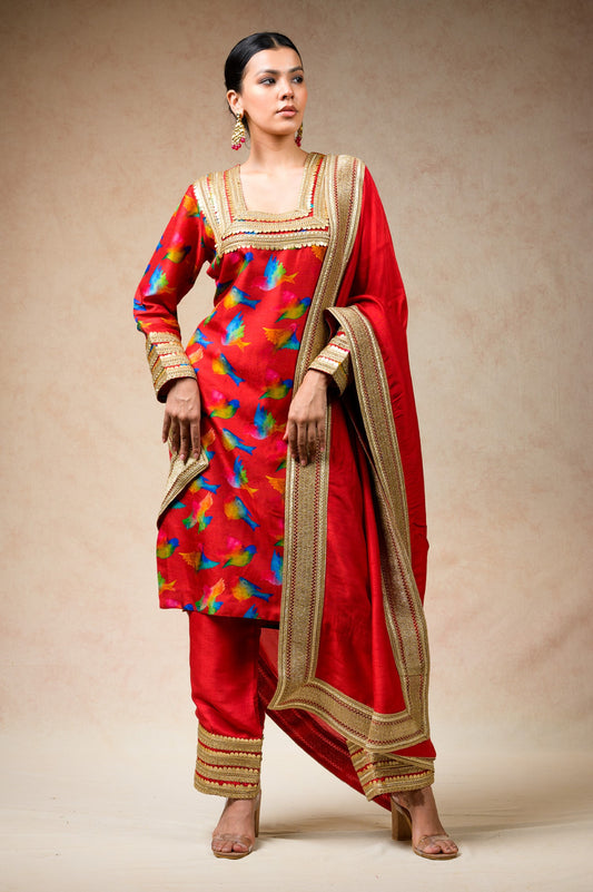Suit With Palazzo, Dupatta