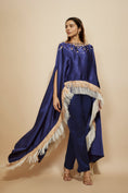 Load image into Gallery viewer, Blue Embroidered Kaftan With Pant
