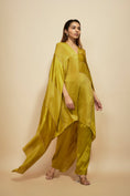 Load image into Gallery viewer, Mustard Block Embroidered Kaftan With Pant
