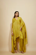 Load image into Gallery viewer, Mustard Block Embroidered Kaftan With Pant
