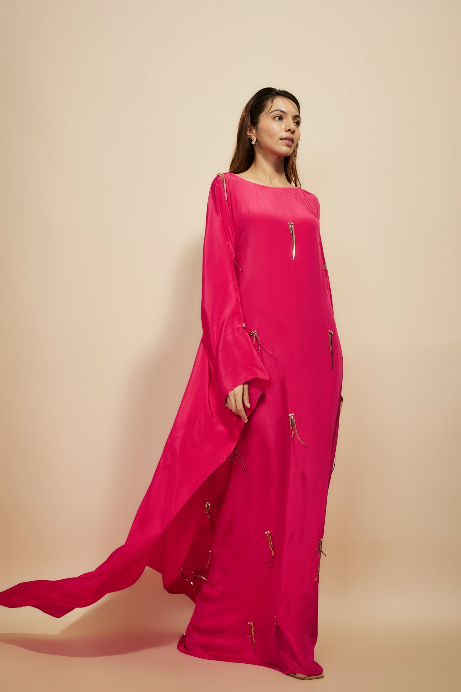 Hot Pink Embroidered Kaftan