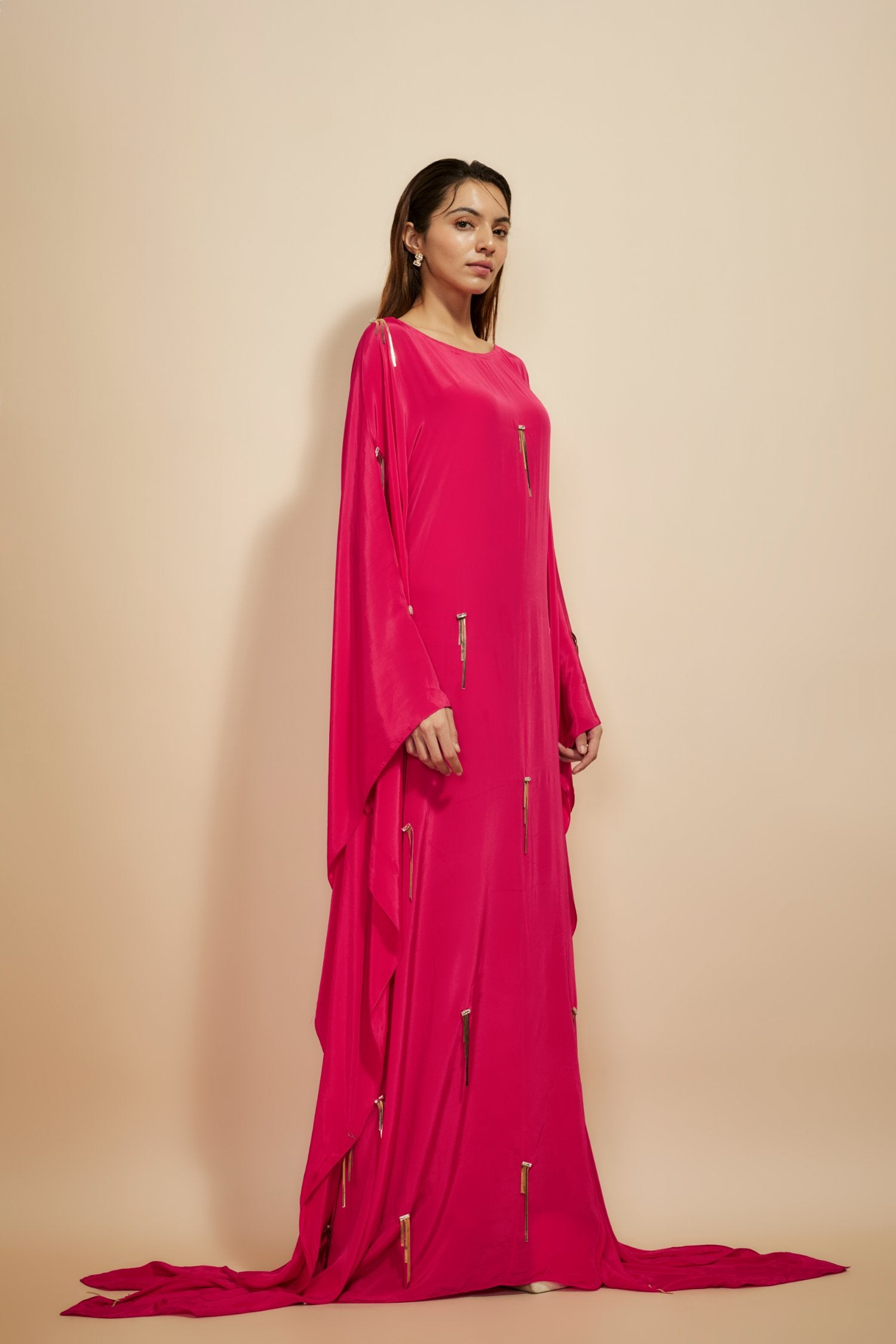 Hot Pink Embroidered Kaftan