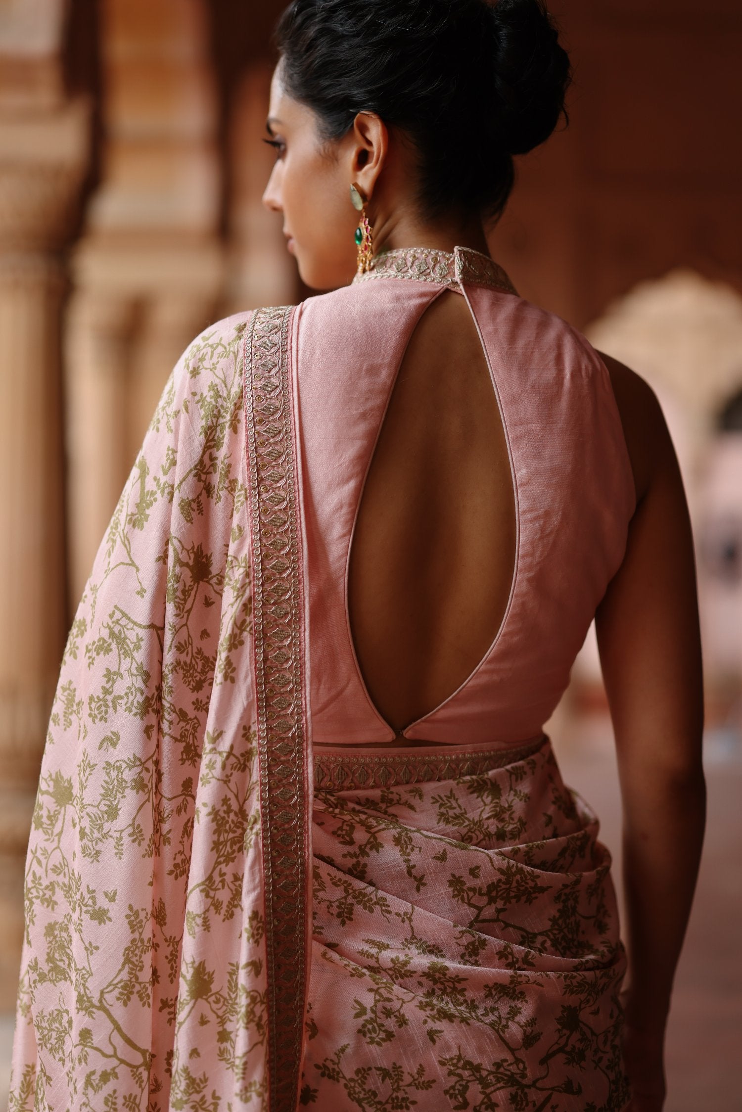 Pink Dupion Silk Printed Saree