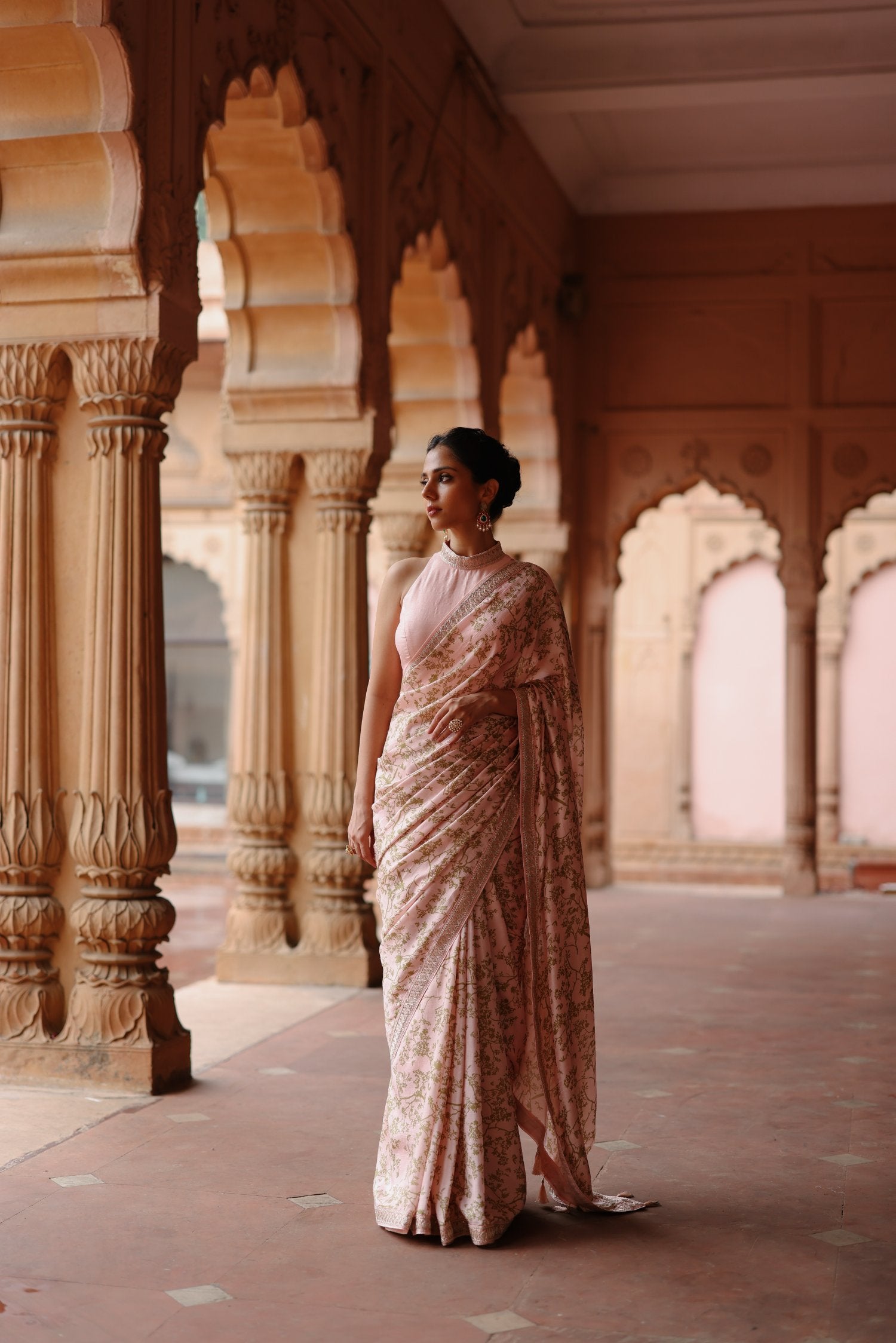 Pink Dupion Silk Printed Saree