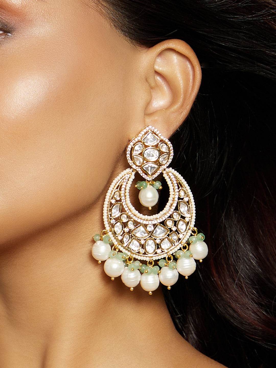 Royal Kundan Polki Chand Baali Earring