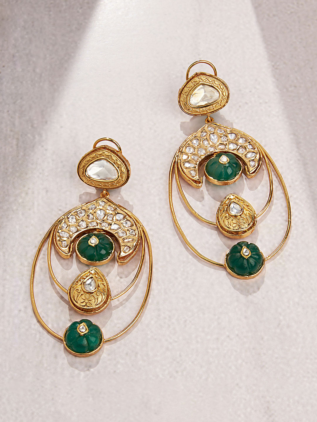 Gold Tone Kundan Polki Earring