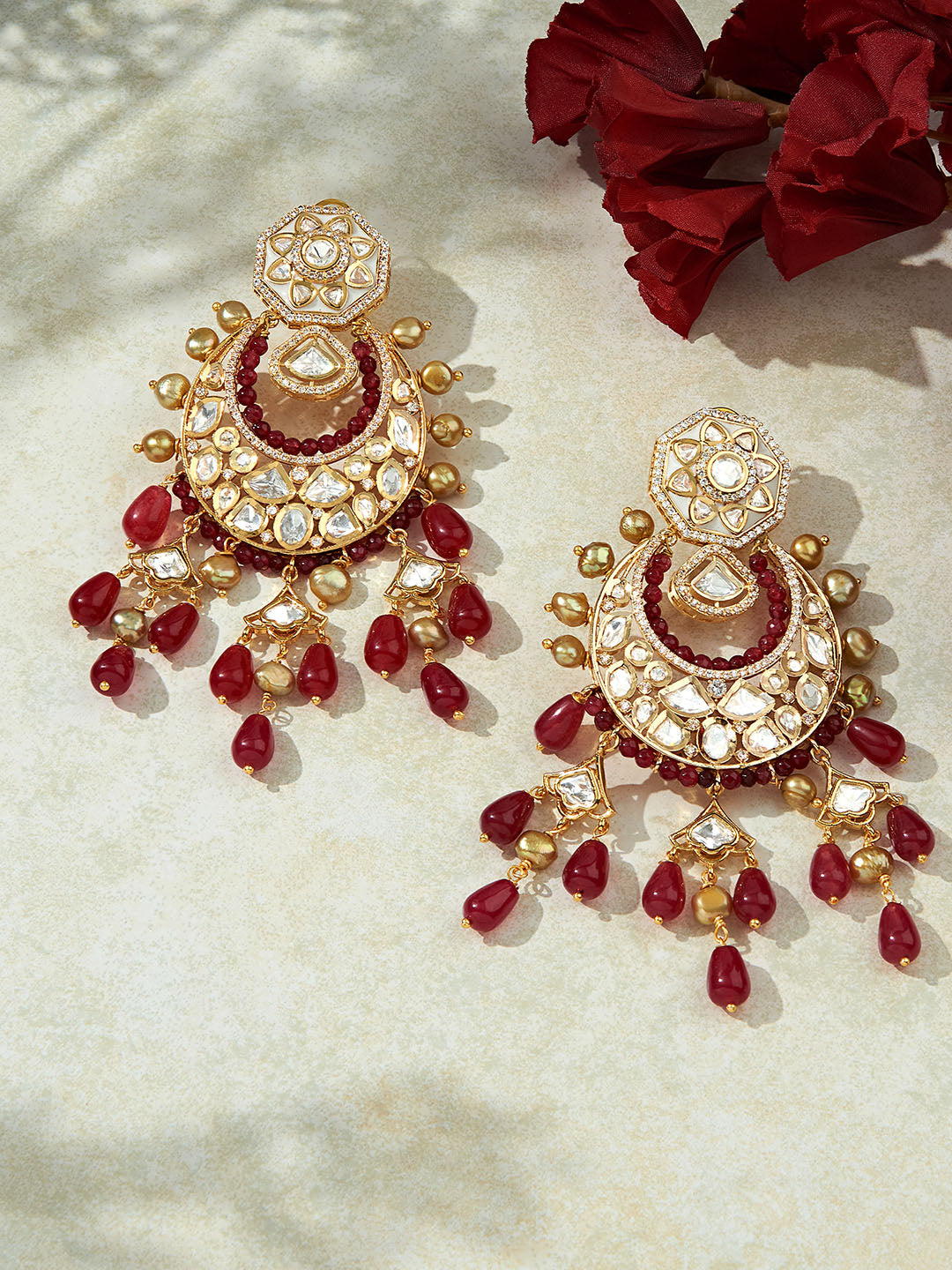 Deep Red & Golden Classic Earring