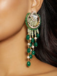 Load image into Gallery viewer, Green & Golden Classic Dangler Earring
