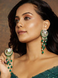 Load image into Gallery viewer, Green & Golden Classic Dangler Earring
