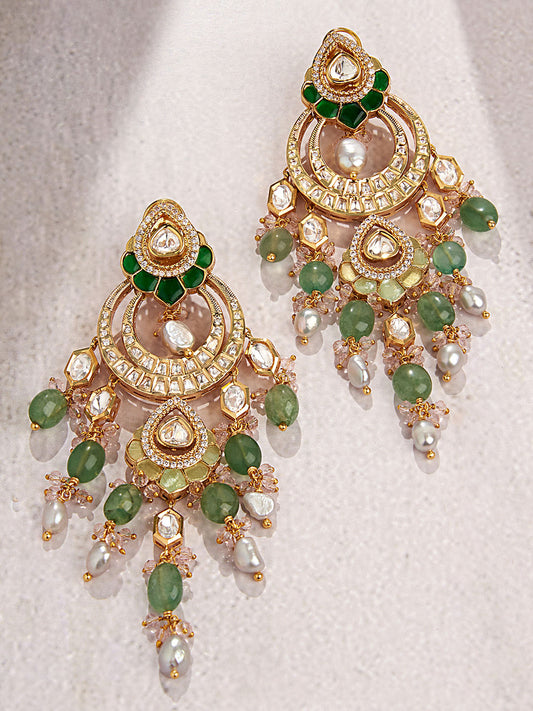 Classic Gold & Green Chandelier Earring