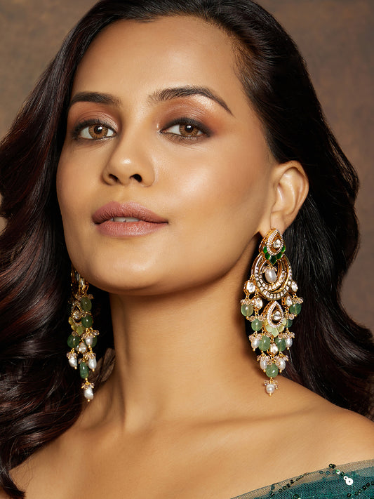 Classic Gold & Green Chandelier Earring