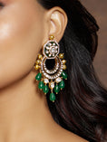 Load image into Gallery viewer, Classic Green & Golden Polki Earrings
