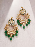 Load image into Gallery viewer, Classic Green & Golden Polki Earrings
