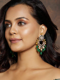 Load image into Gallery viewer, Classic Green & Golden Polki Earrings
