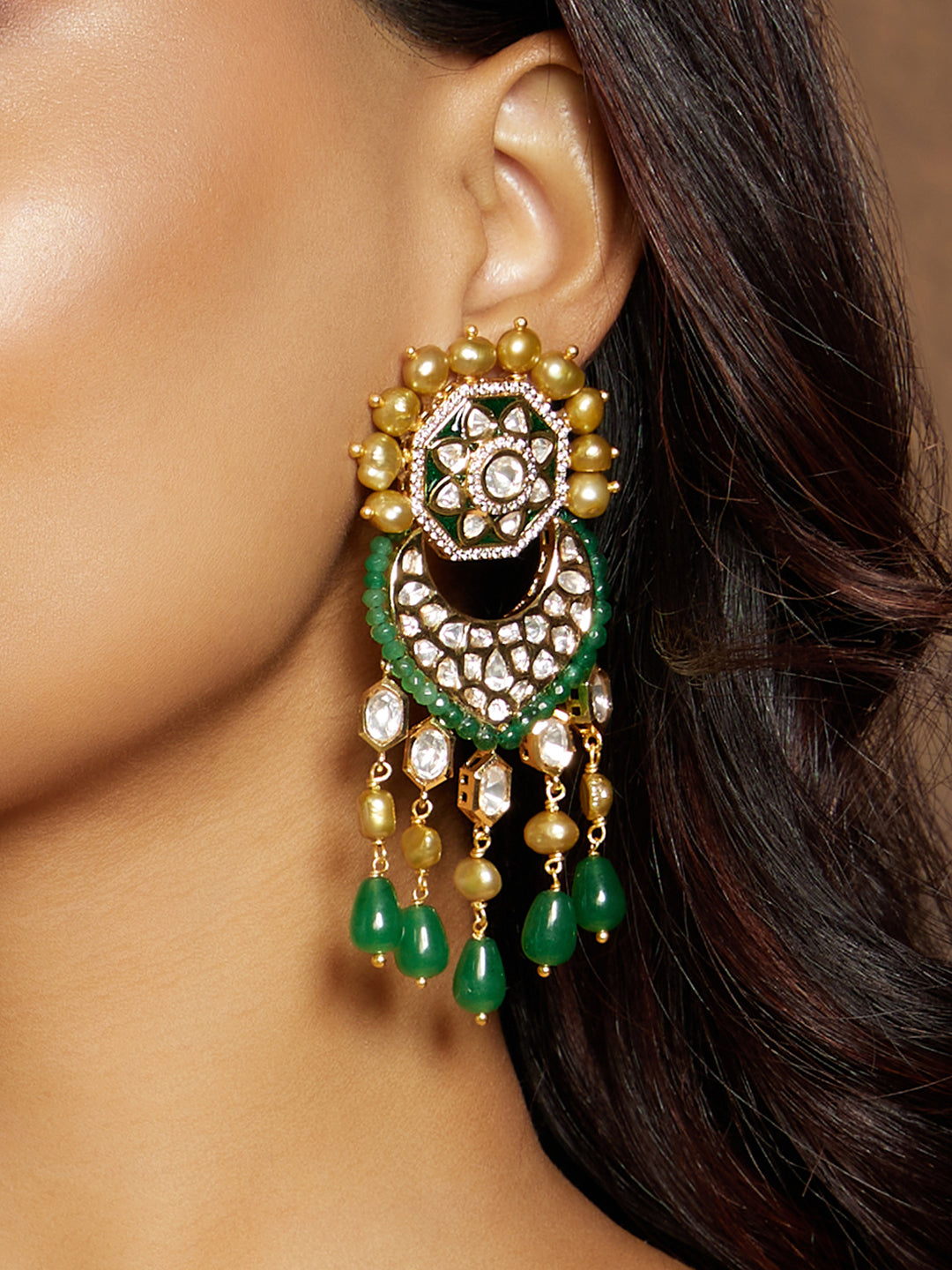 Classic Golden & Green Earring