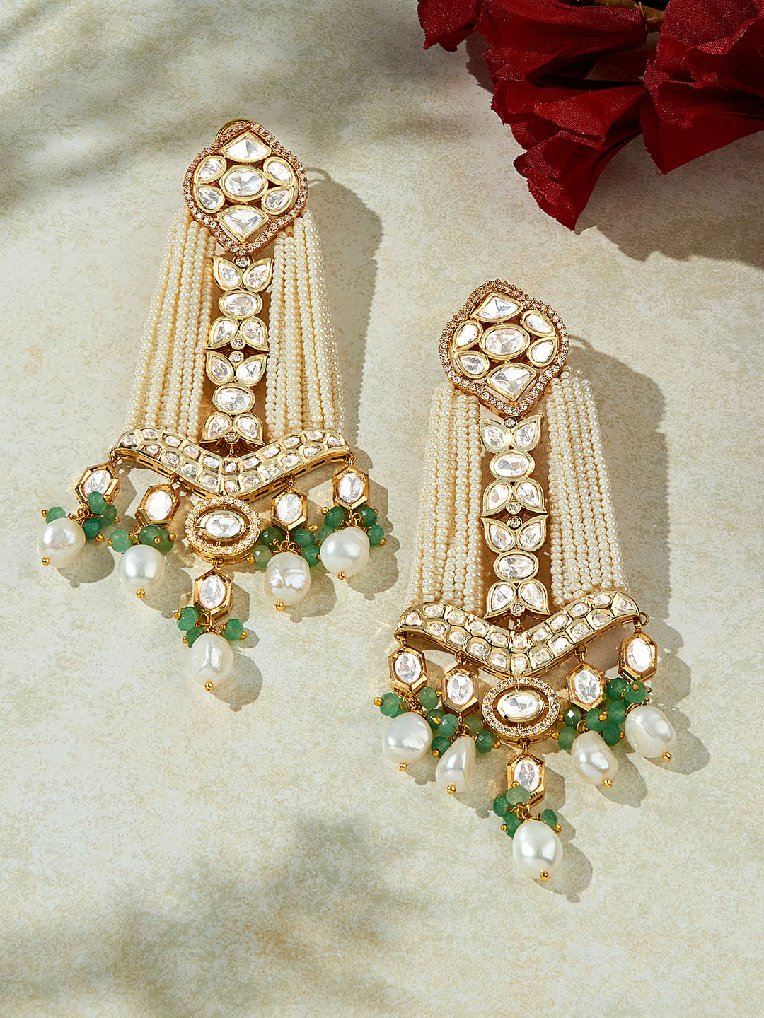 Bespoke White & Golden Chandelier Earring