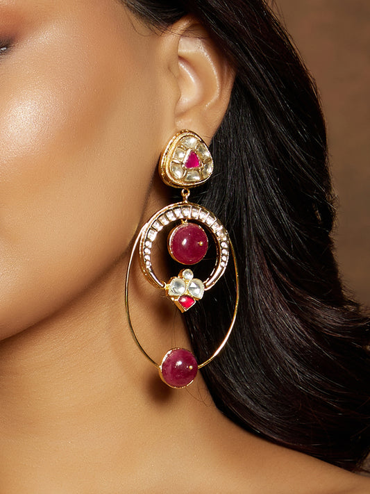 Red & Golden Drop Earring