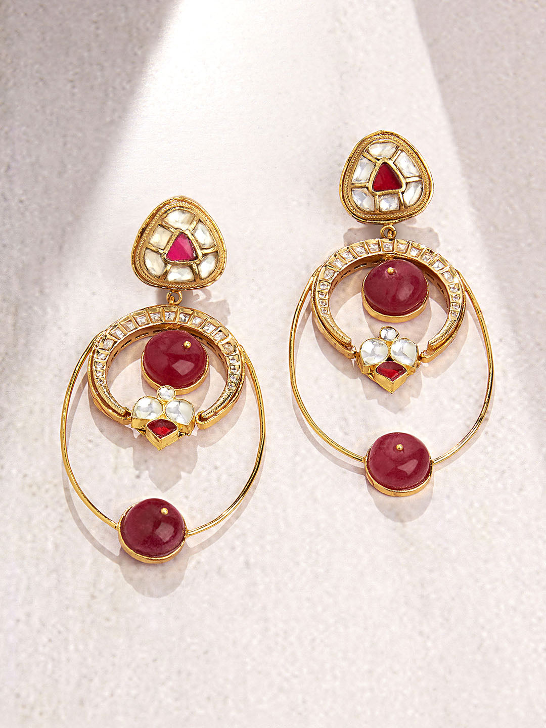 Red & Golden Drop Earring