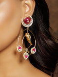 Load image into Gallery viewer, Red & Golden Antique Drop Earring
