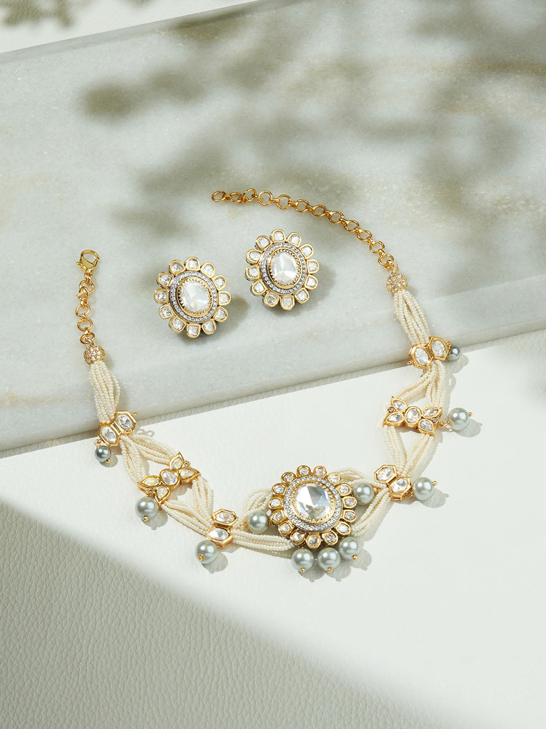 Classic Pearl Polki Set