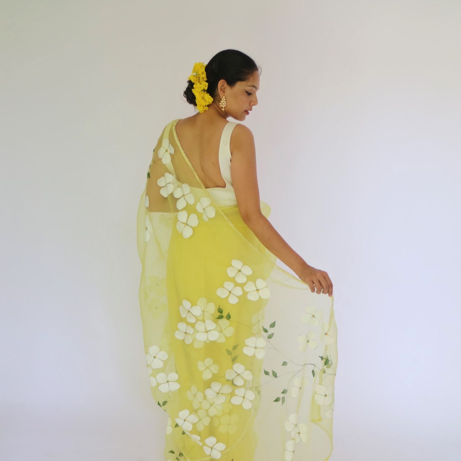 Dogwood Saree With Pearl Border