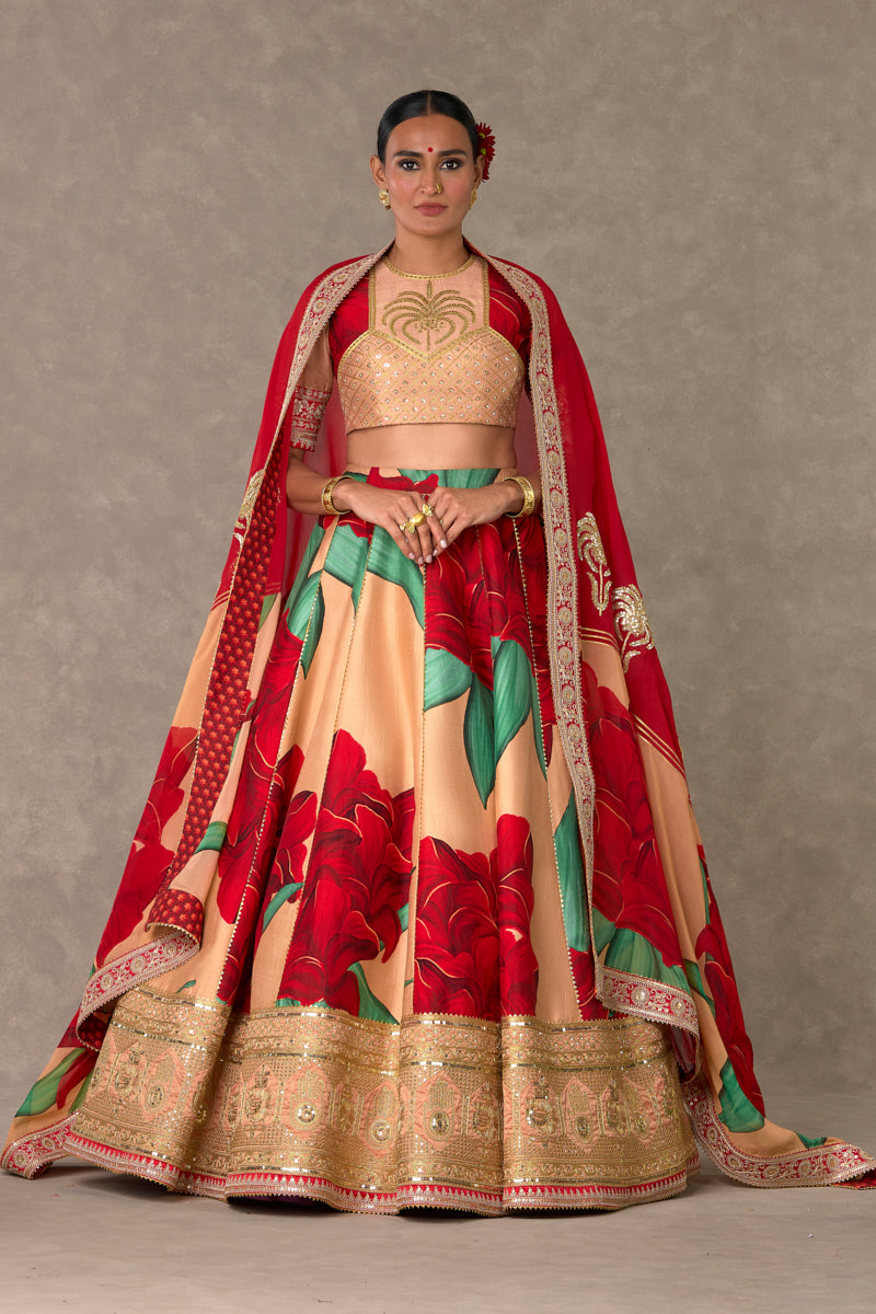 Salmon Candy Swirl Lehenga