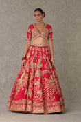 Load image into Gallery viewer, Red 'Bagh-E-Bahar' Lehenga Set
