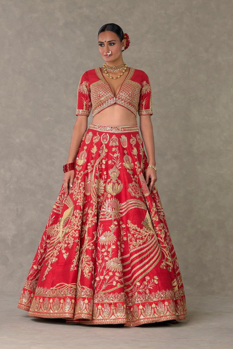 Red 'Bagh-E-Bahar' Lehenga Set