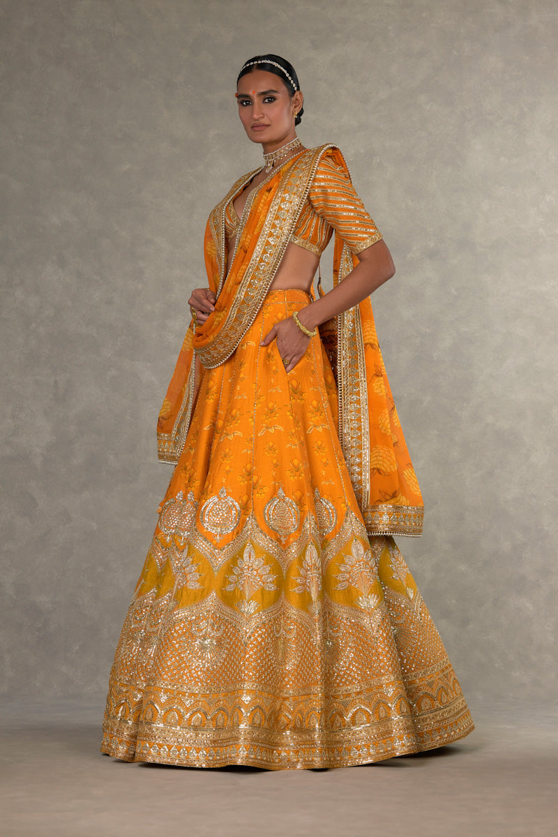 Rust Narangi-Bagh Lehenga Set- side view