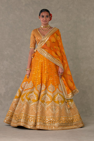 Rust Narangi-Bagh Lehenga Set- front view