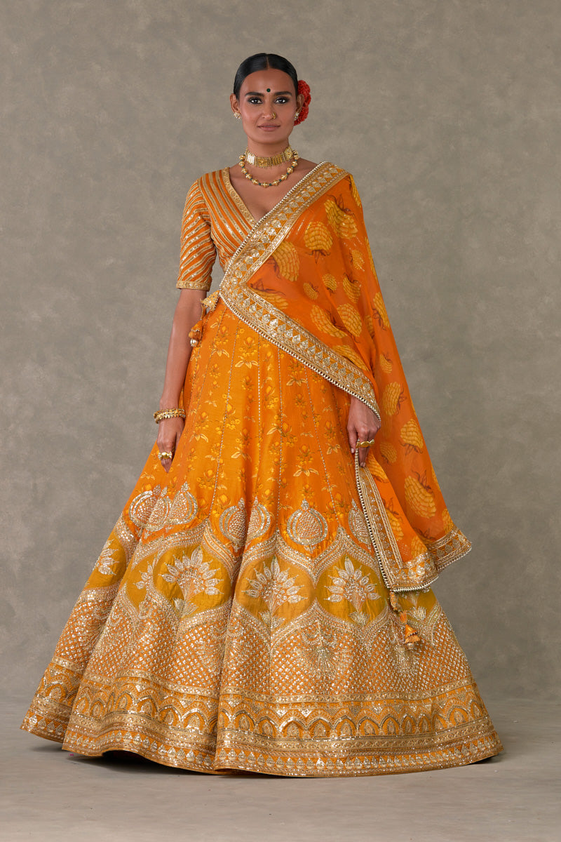 Rust Narangi-Bagh Lehenga Set- front view