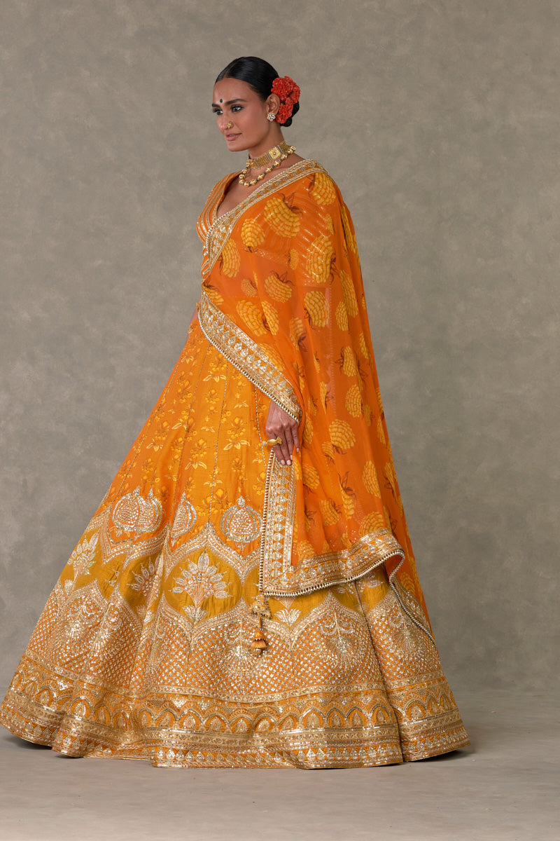 Rust Narangi-Bagh Lehenga Set- side view