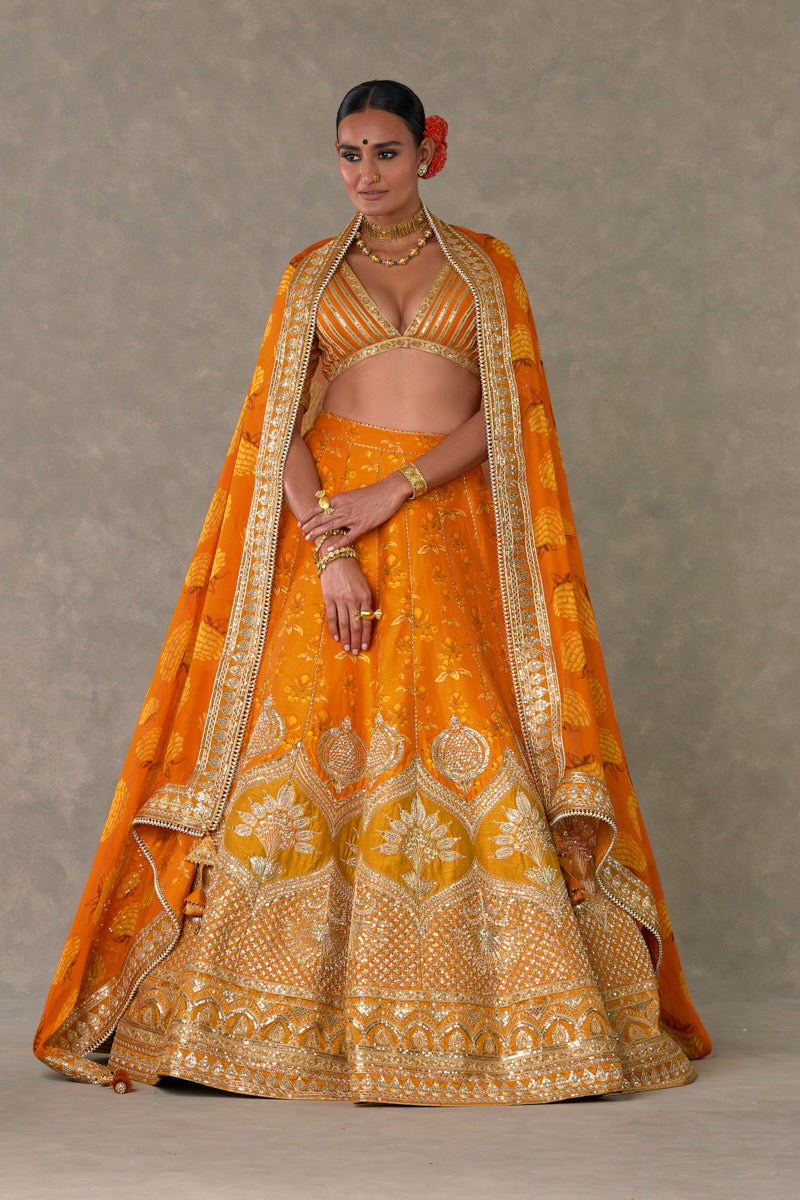 Rust Narangi-Bagh Lehenga Set- front view