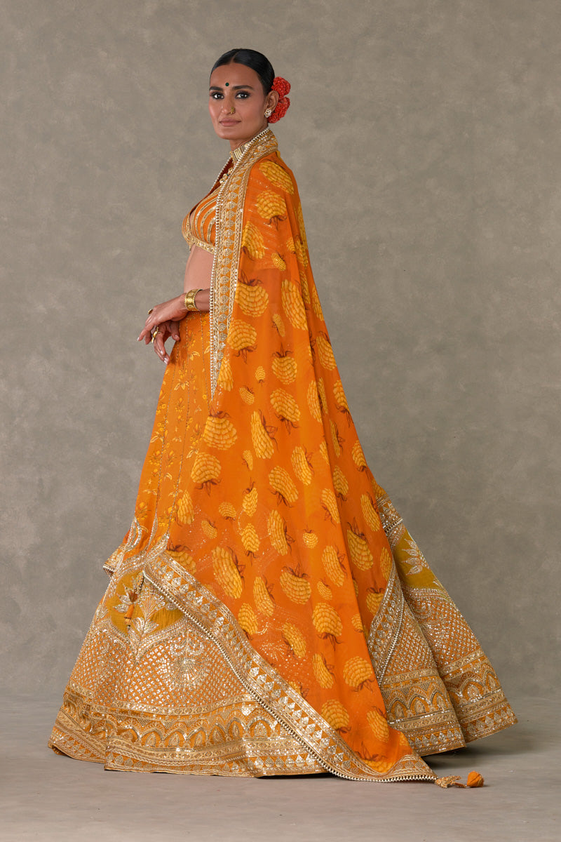 Rust Narangi-Bagh Lehenga Set- side view