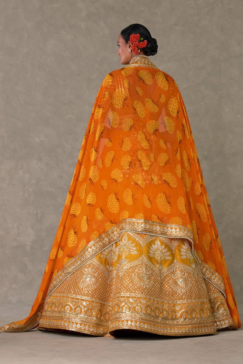 Rust Narangi-Bagh Lehenga Set- back view